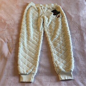 Miss Chievous cream fleece lounge pants joggers with sequin snowman size M